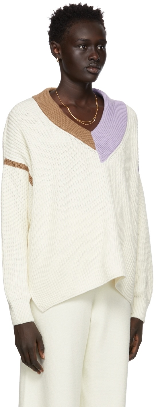 Valentine Witmeur Lab Off-White Splitist V-Neck Sweater