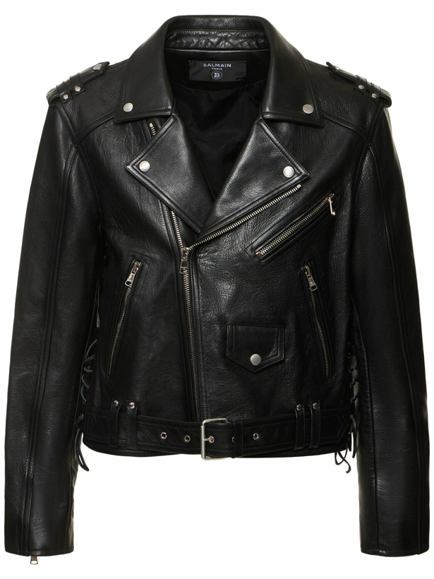 Photo: BALMAIN Leather Biker Jacket