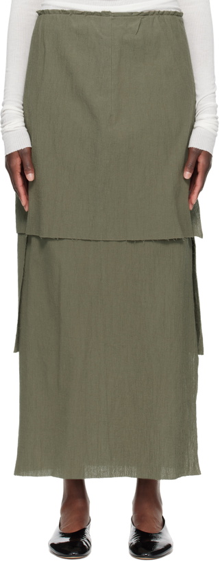 Photo: Lauren Manoogian Khaki Raw Layer Maxi Skirt