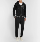 Balmain - Logo-Print Cotton-Jersey Zip-Up Hoodie - Men - Black