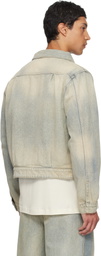 Reese Cooper Blue Concealed Button Denim Trucker Jacket