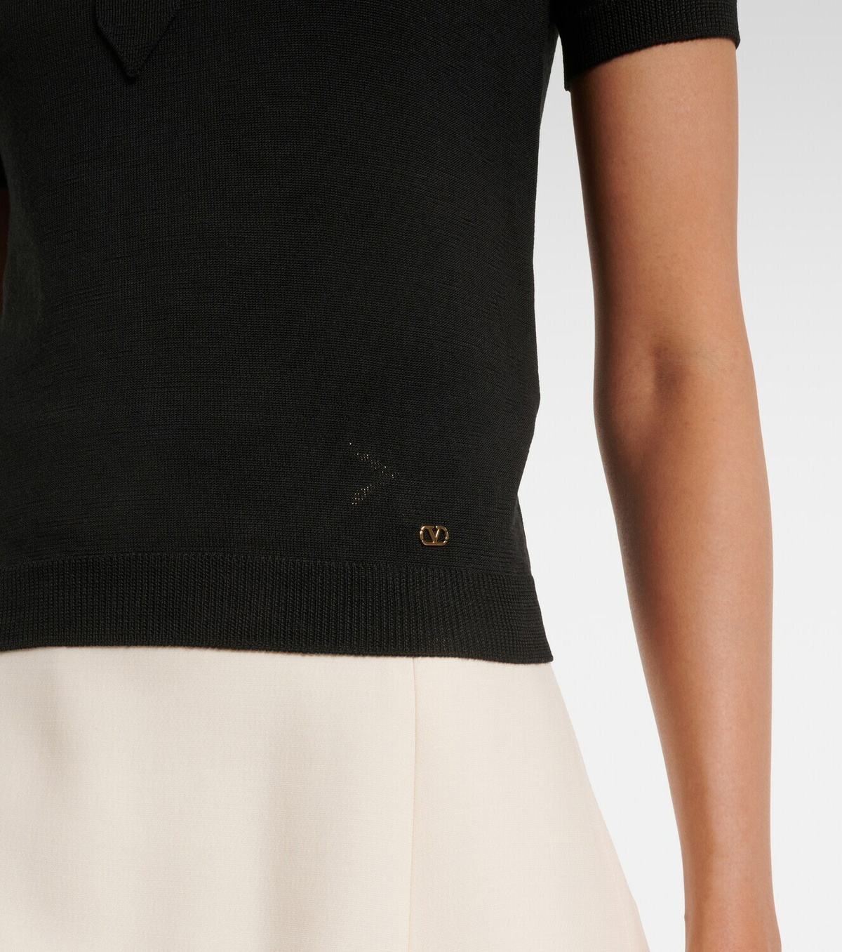 Valentino VLogo tie-neck wool-blend top
