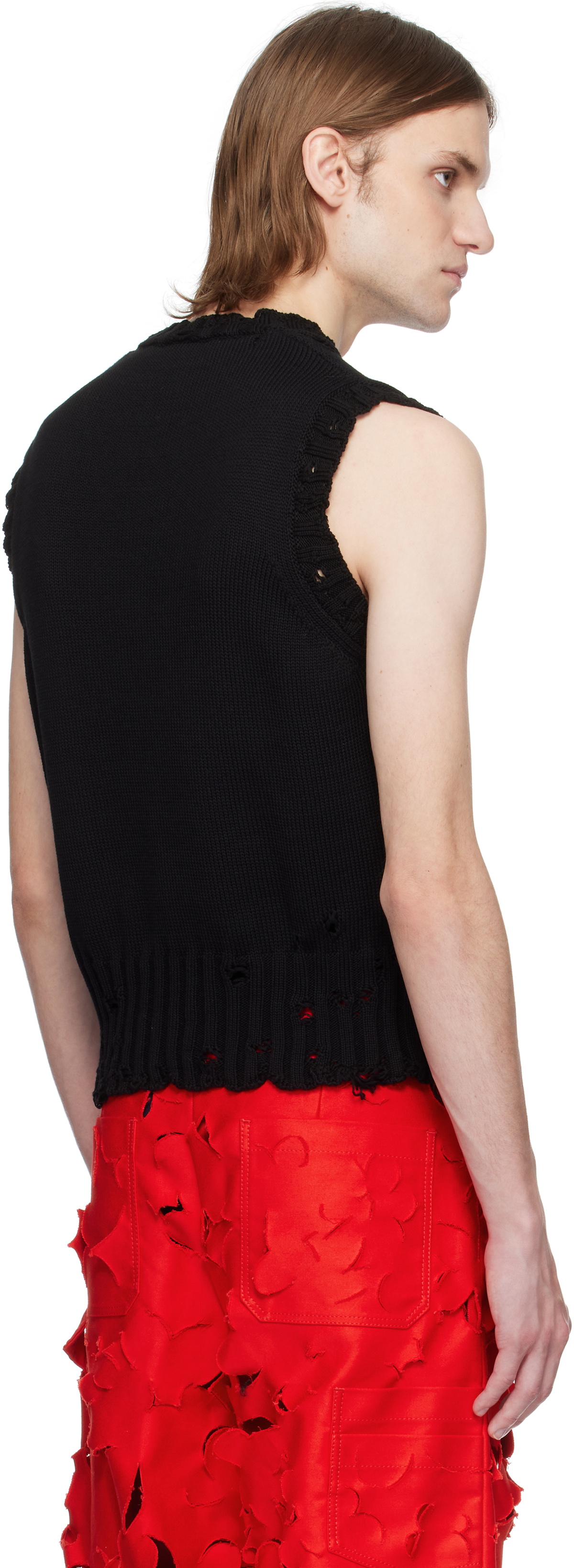 Marni Black Cotton V-Neck Vest