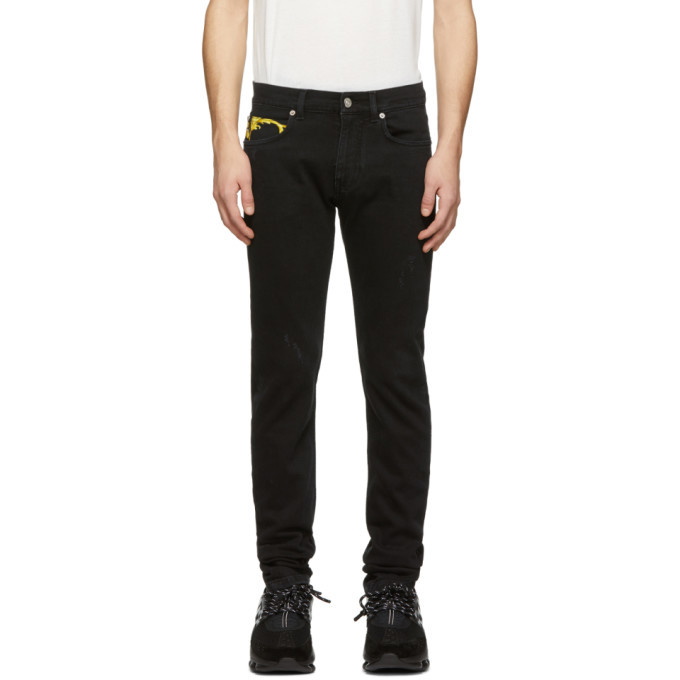 Photo: Versace Black Brocade Slim Jeans