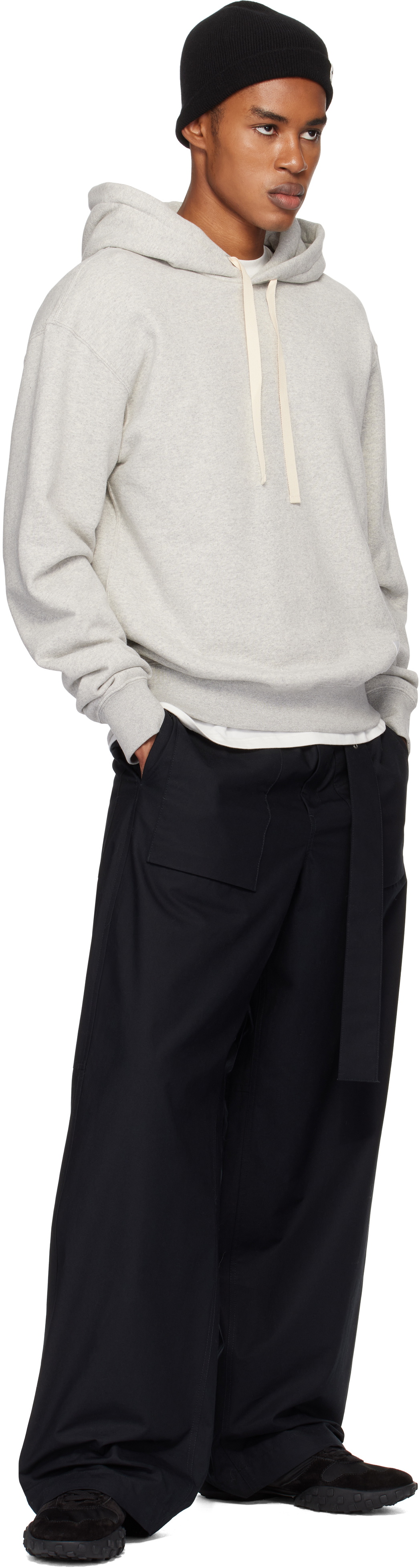 Jil Sander Gray Logo Patch Hoodie Jil Sander