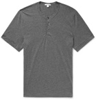 James Perse - Mélange Cotton and Cashmere-Blend Henley T-Shirt - Dark gray