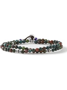 Mikia - Sterling Silver Bloodstone Beaded Wrap Bracelet