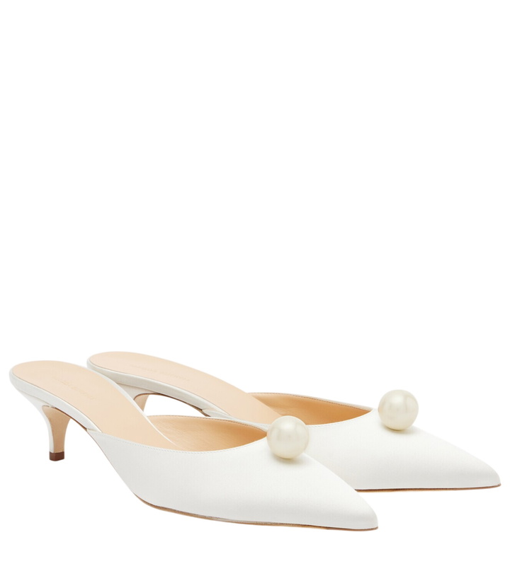 Photo: Magda Butrym Faux pearl satin mules
