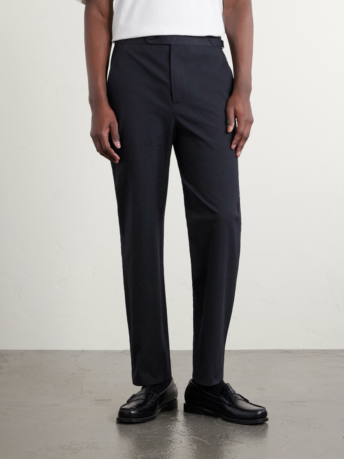 BODE - Straight-Leg Cotton-Blend Seersucker Trousers - Blue
