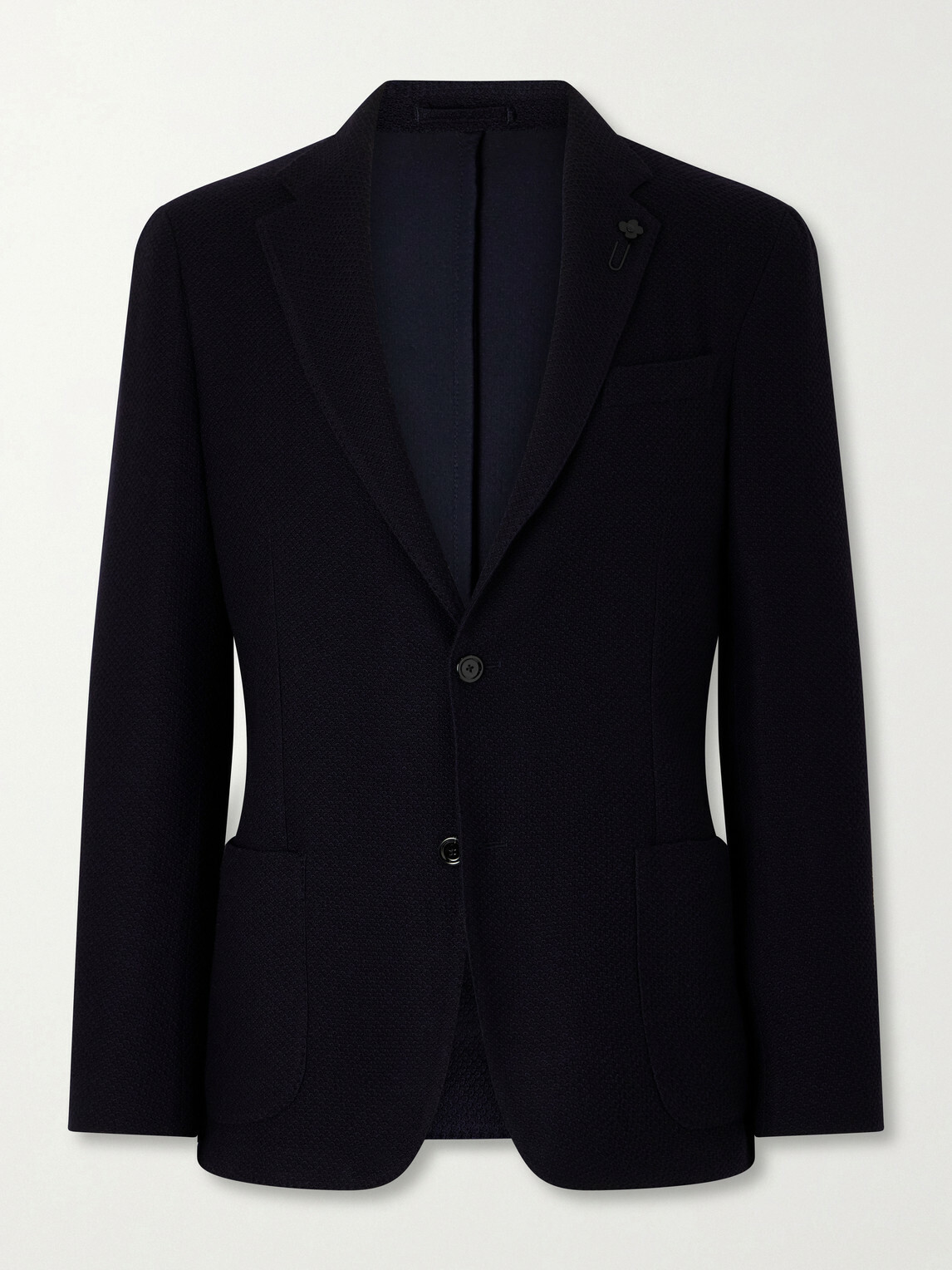 Lardini - Honeycomb-Knit Wool Blazer - Blue