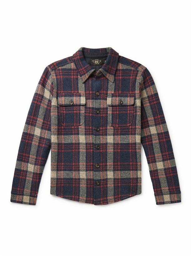 Photo: RRL - Matlock Checked Wool, Linen and Cashmere-Blend Shirt - Blue