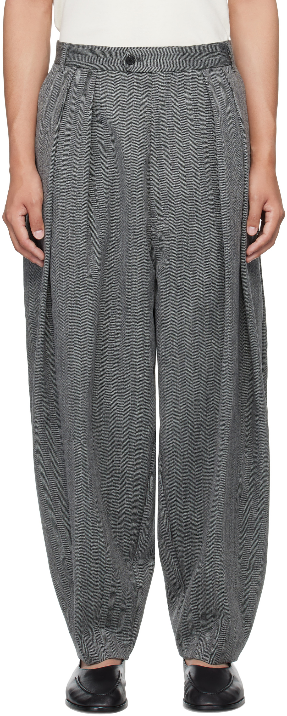 Hed Mayner Gray Wool Trousers