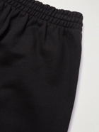 Balenciaga - Wide-Leg Logo-Embroidered Distressed Cotton-Jersey Shorts - Black