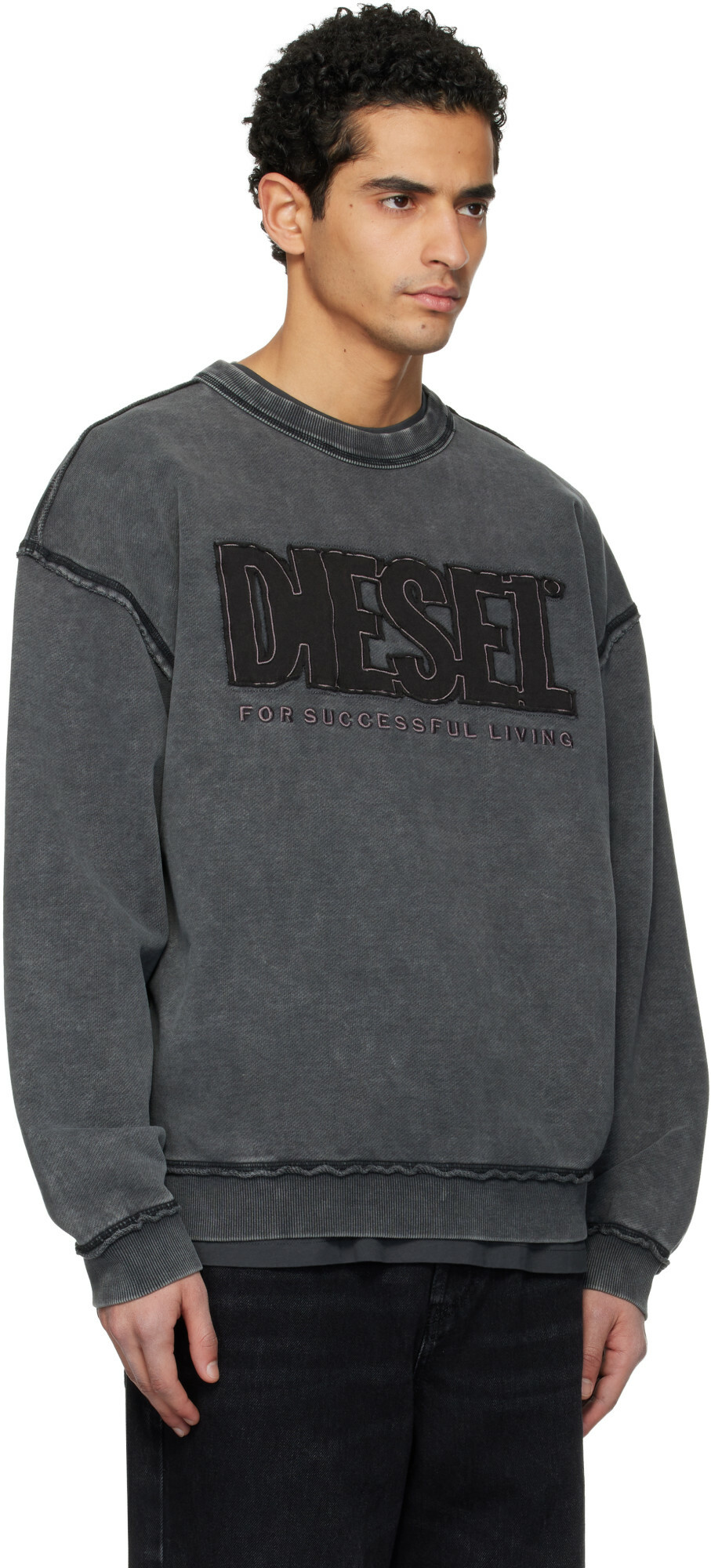 Diesel Gray S-Boxt-Raw-V1 Sweatshirt