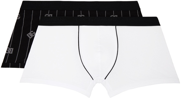 Photo: Dolce & Gabbana Two-Pack White & Black Boxers