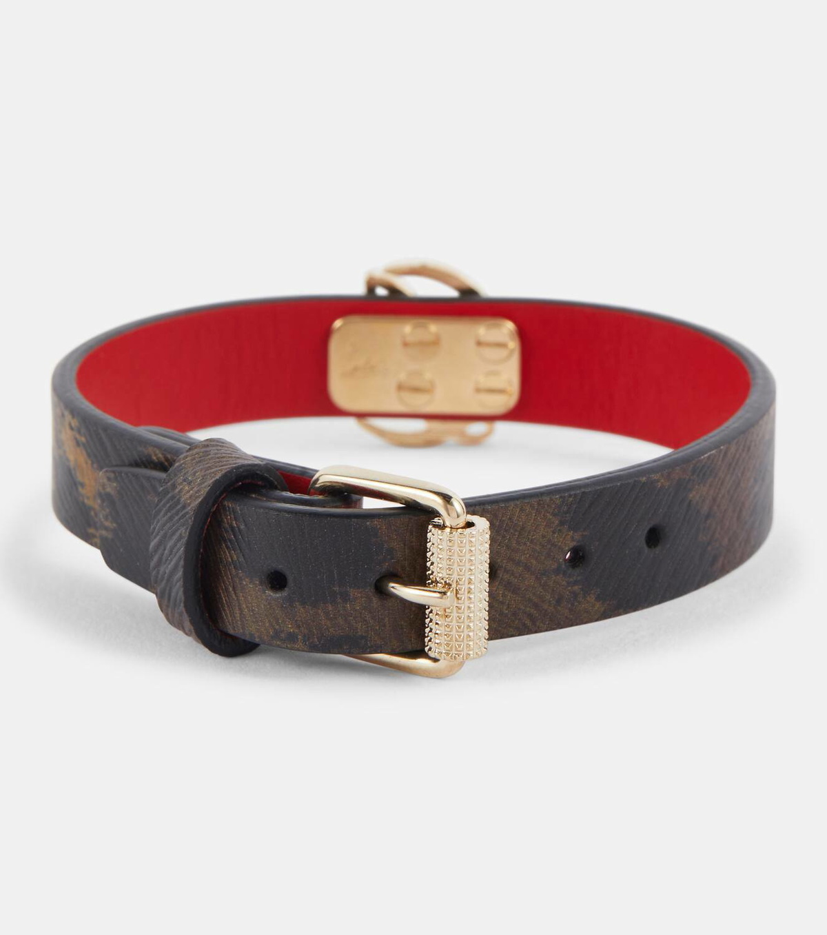 【Christian Louboutin】 CL animal-print leather bracelet Christian Louboutin CL animal-print leather bracelet