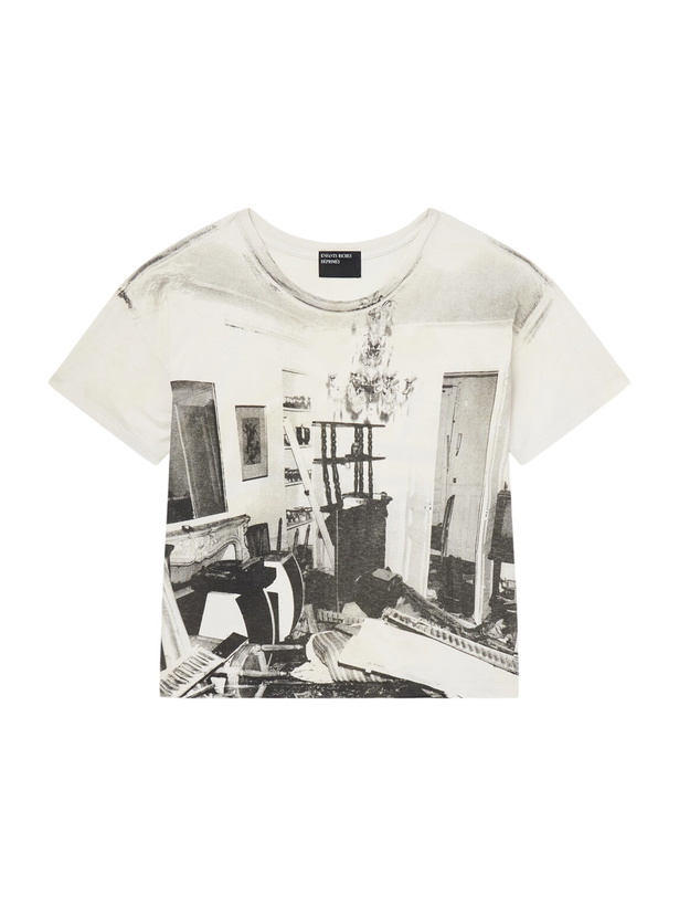 Photo: Enfants Riches Déprimés - Destroyed Apartment Printed Cotton-Jersey T-Shirt - White