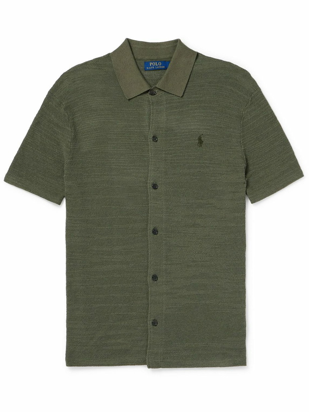 Photo: Polo Ralph Lauren - Slim-Fit Logo-Embroidered Cotton and Linen-Blend Shirt - Green