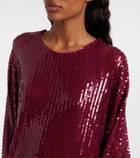 Taller Marmo Vegas sequined feather-trimmed chiffon kaftan