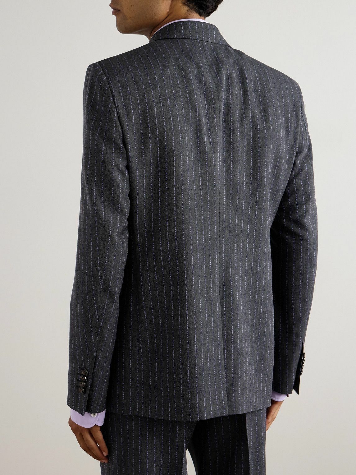 Etro - Double-Breasted Logo-Embroidered Wool-Blend Jacquard Suit Jacket - Multi