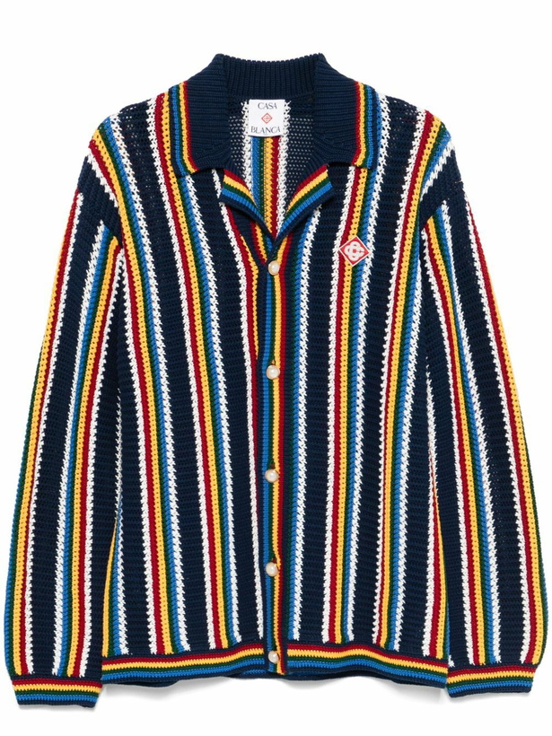 Photo: Casablanca Blue Crochet-Knit Cardigan