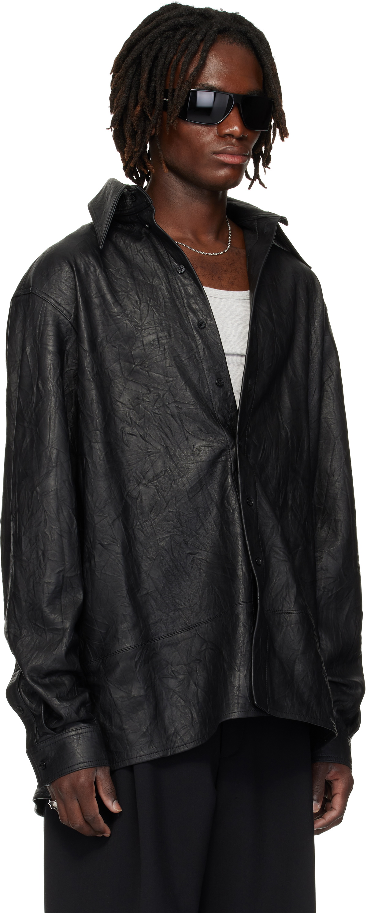 LU'U DAN Black Misfit Leather Jacket