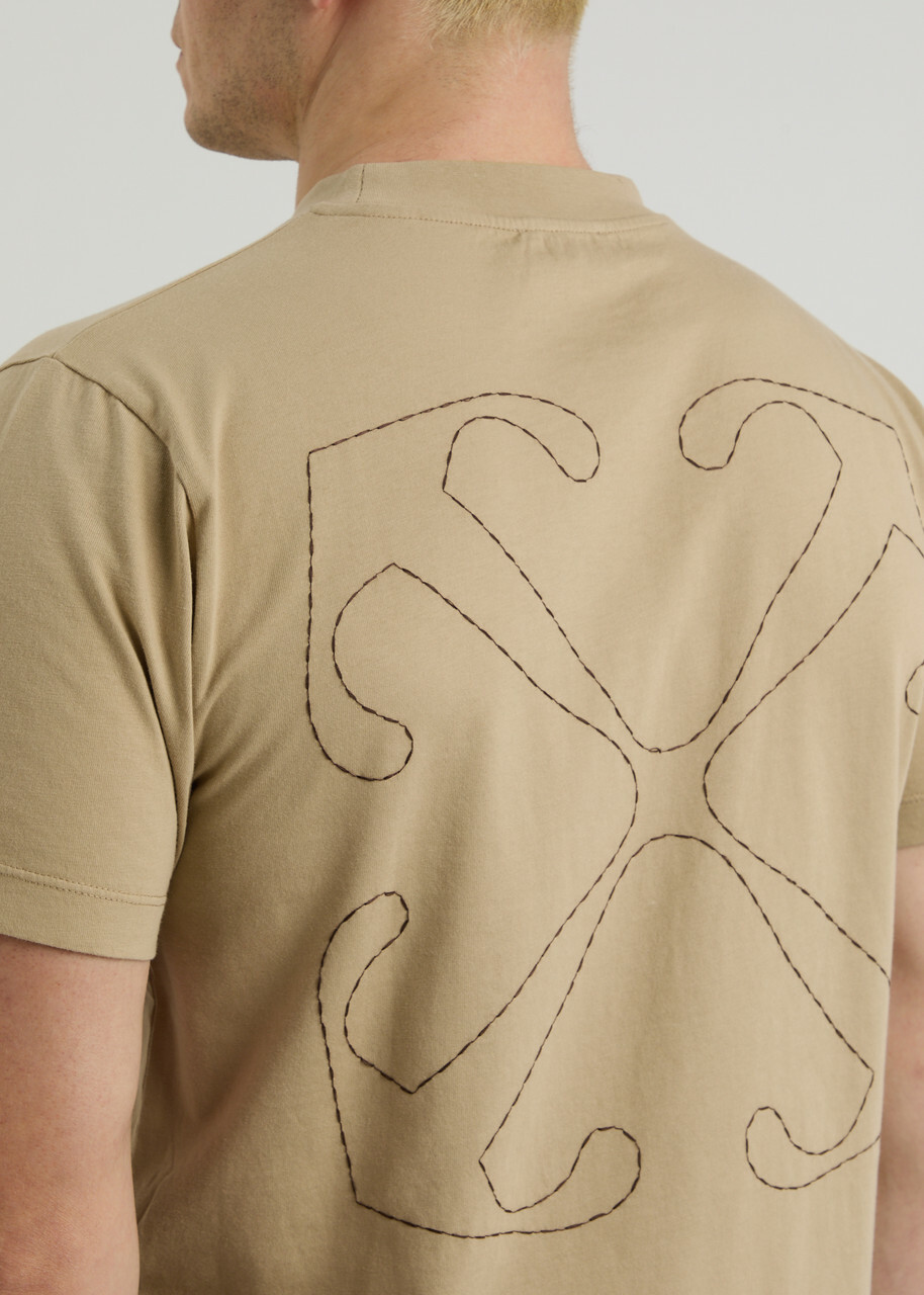Off-white Arrow Logo Cotton T-shirt Tan
