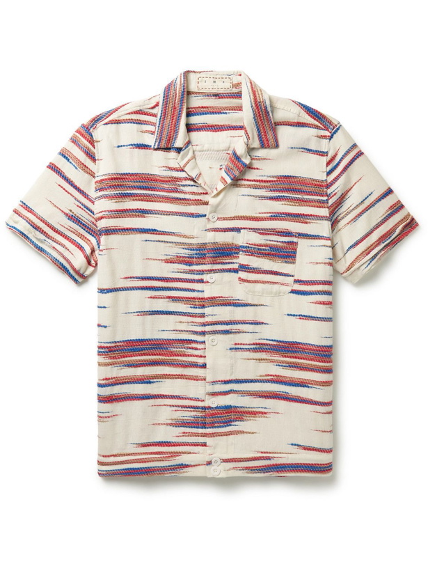 Photo: SMR Days - Paraiso Camp-Collar Striped Cotton-Voile Jacquard Shirt - Neutrals