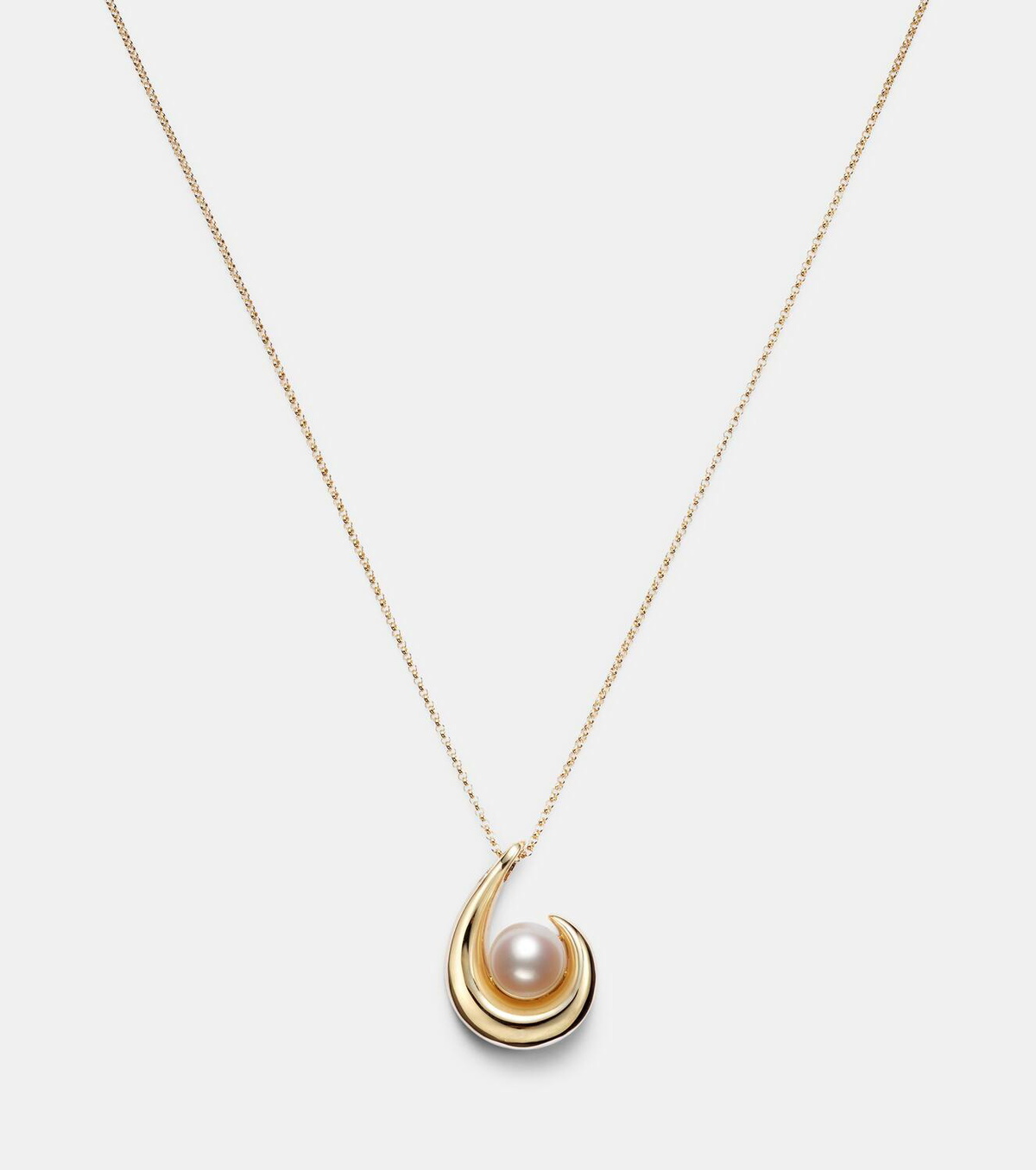 Mateo Pearl Curl 14kt gold pendant necklace with freshwater pearl