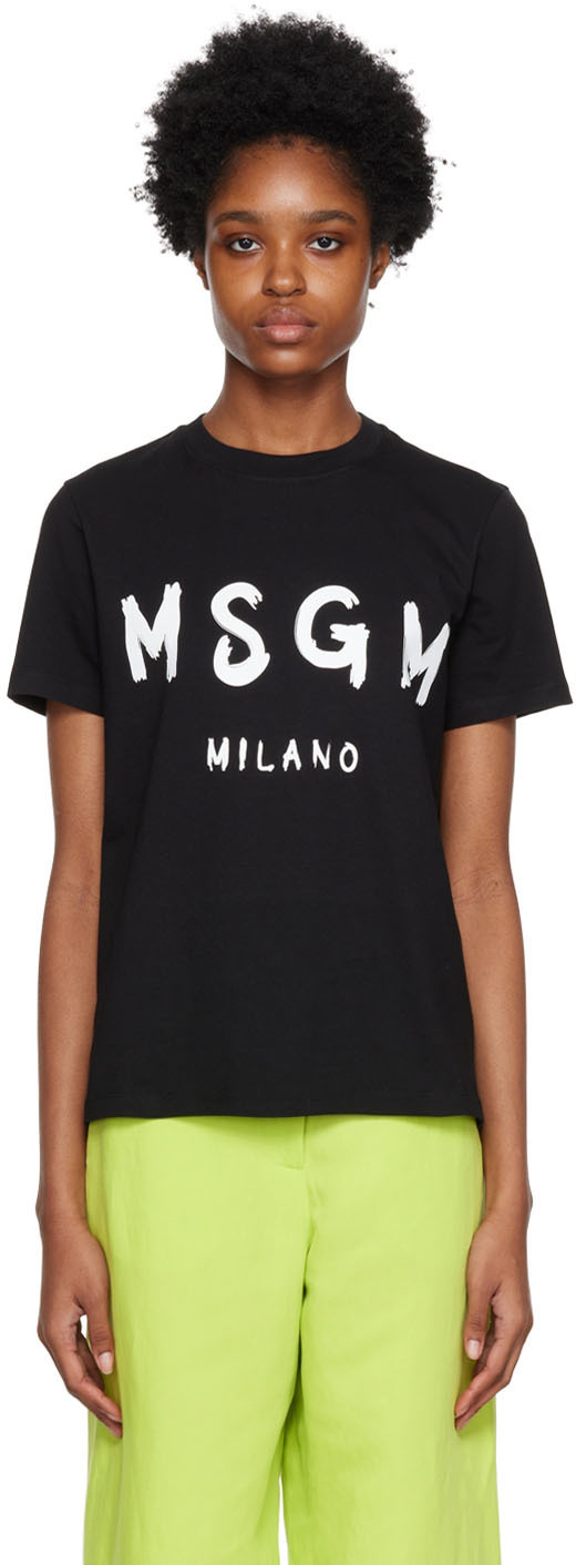 MSGM Black Printed T-Shirt MSGM