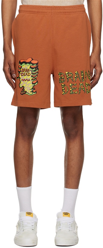 Photo: Brain Dead Orange Printed Shorts