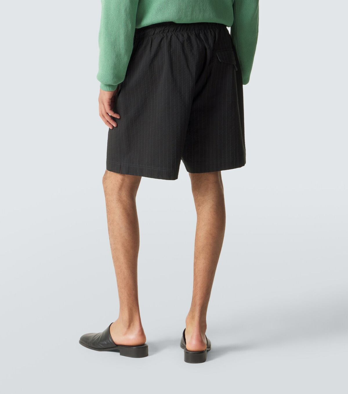 Studio Nicholson Starboard striped cotton and wool shorts