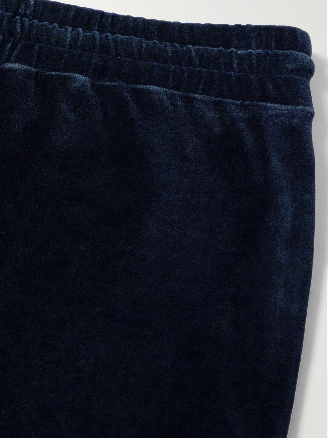 CELINE - Straight-Leg Logo-Embroidered Cotton-Blend Velour Track Pants - Blue