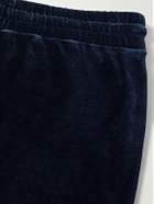 CELINE - Straight-Leg Logo-Embroidered Cotton-Blend Velour Track Pants - Blue