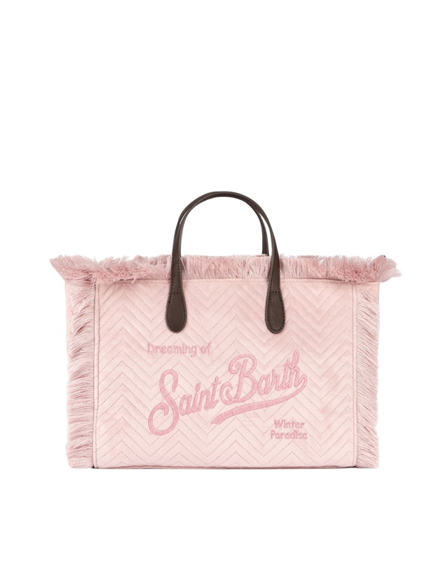 Photo: MC2 Saint Barth Velvet Quilt Pink Colette Handbag With Fringes
