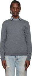 BOSS Gray Slim-Fit Merino-Wool Sweater