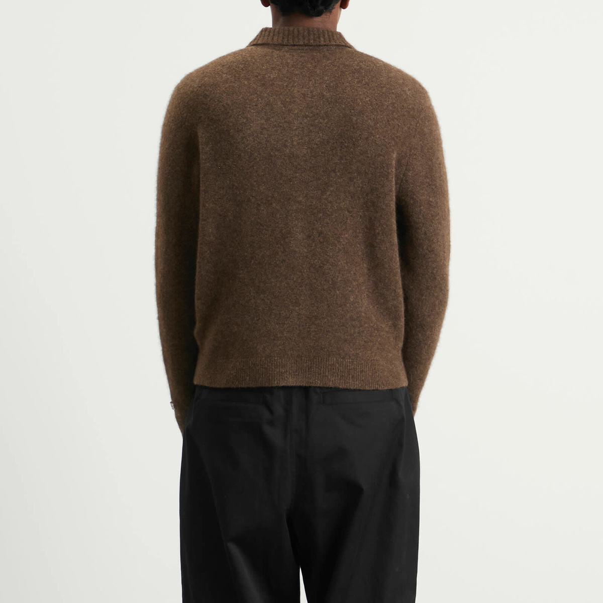 Percival Men's Archive Soft Knitted Collared Cardigan in Espresso