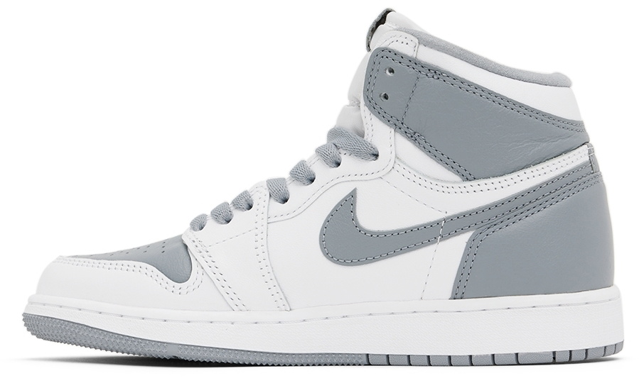 Nike Jordan Kids White & Gray Air Jordan 1 High Big Kids Sneakers