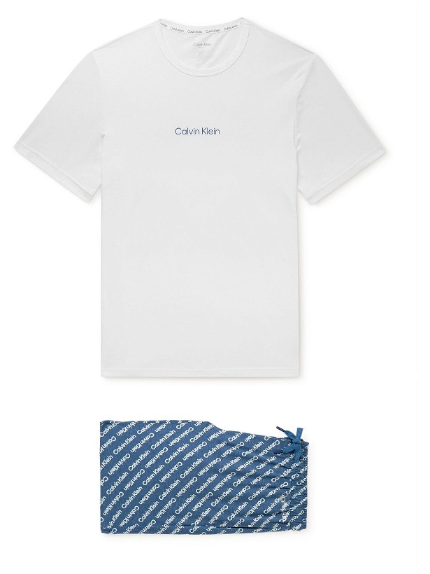 Photo: Calvin Klein Underwear - Logo-Print Cotton-Blend Jersey Pyjama Set - Blue