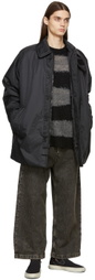 Acne Studios Black & Grey Stripe Distressed Sweater