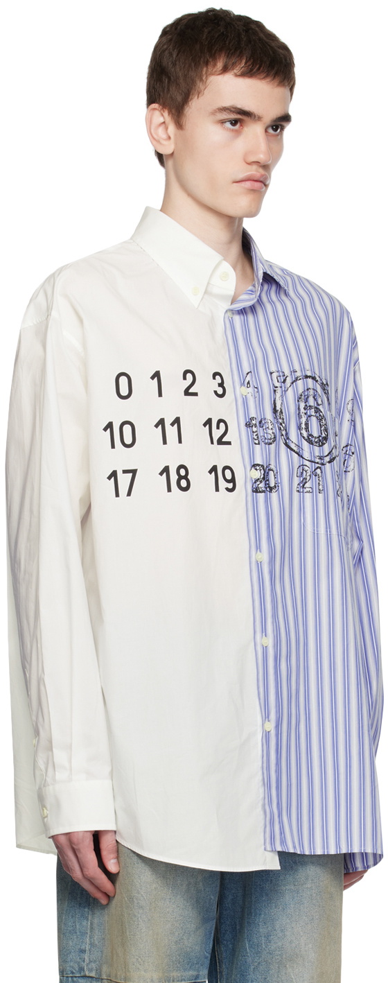 MM6 Maison Margiela Blue & White Spliced Shirt MM6 Maison MM6 Maison Margiela Blue & White Spliced Shirt MM6 Maison