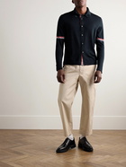 Thom Browne - Slim-Fit Button-Down Collar Grosgrain-Trimmed Virgin Wool Cardigan - Blue