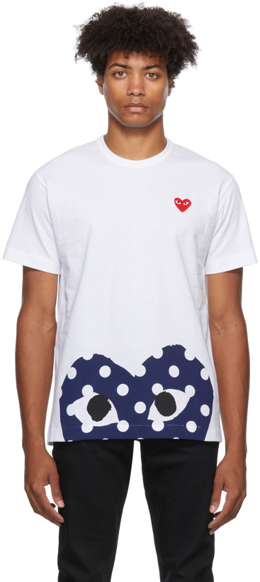 Photo: Comme des Garçons Play Polka Dot Double Heart T-Shirt
