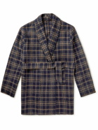 De Bonne Facture - Belted Checked Wool Jacket - Blue