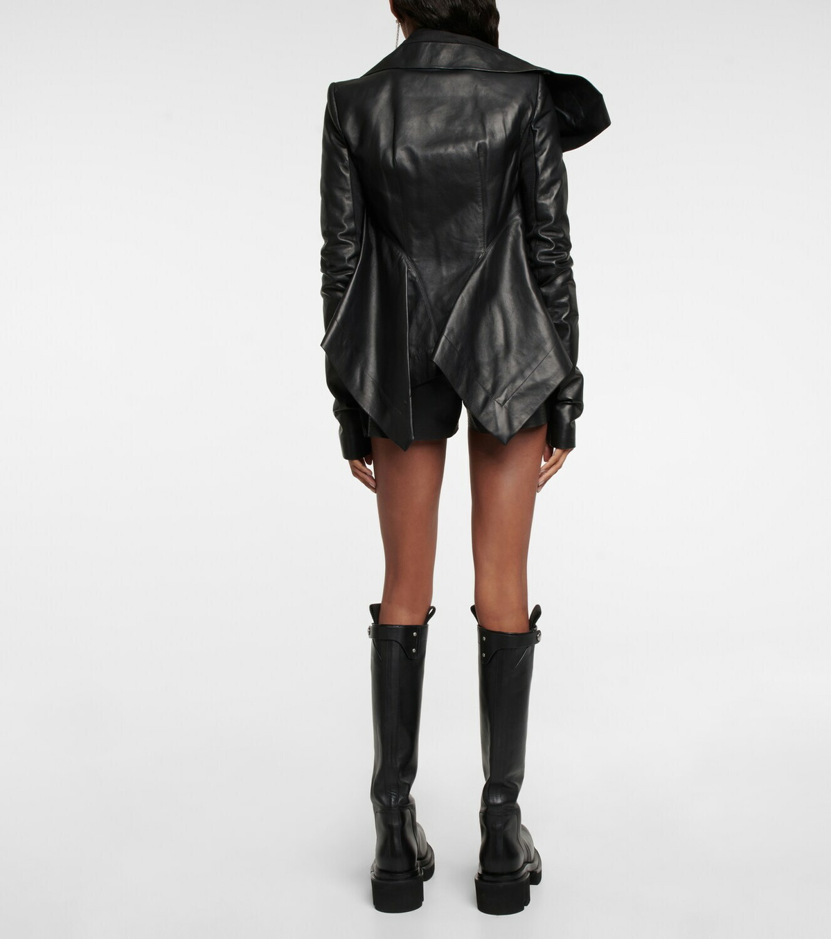 Rick Owens - Wool-trimmed leather jacket Rick Owens