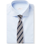 Brioni - Cutaway-Collar Striped Cotton-Poplin Shirt - Blue