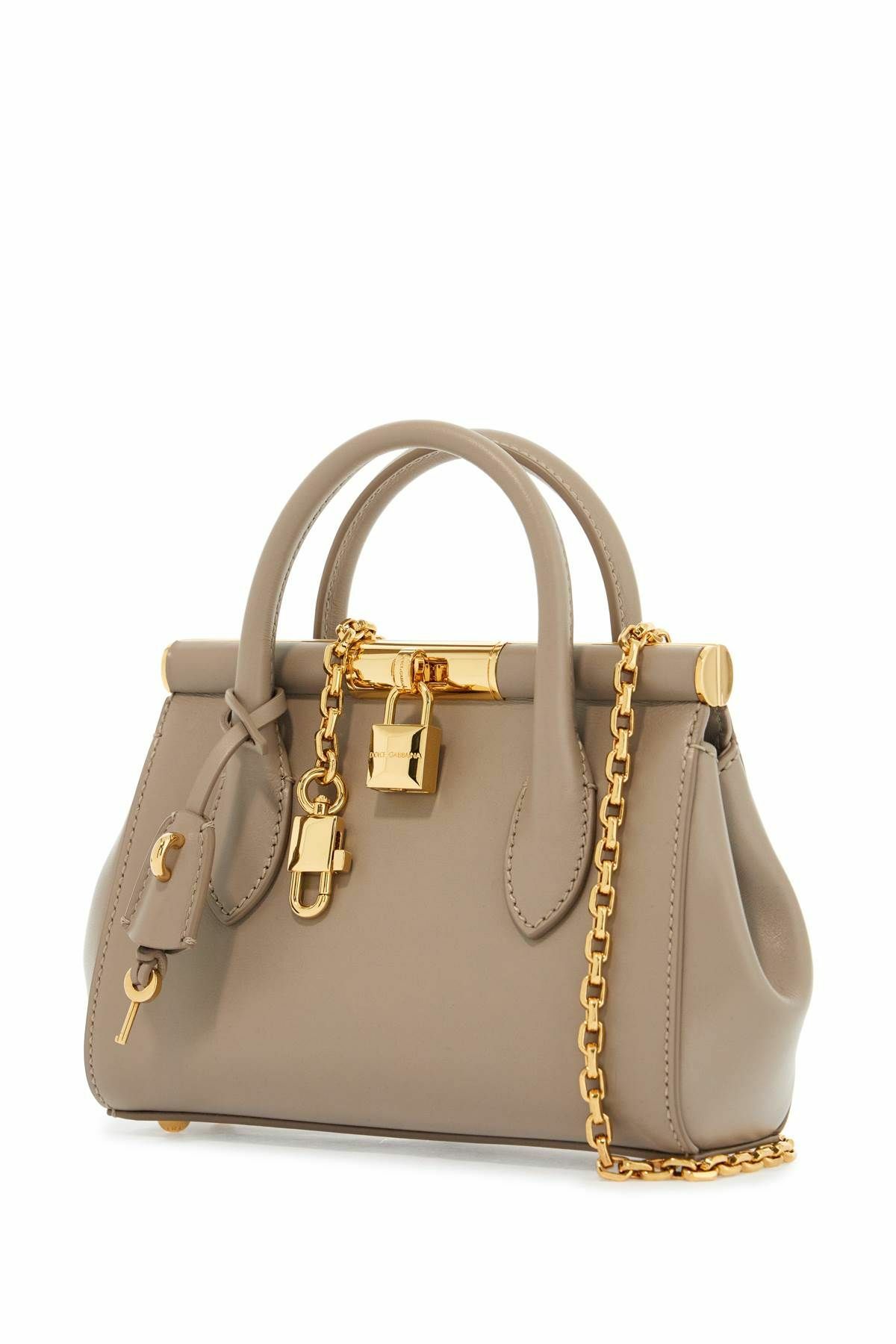 DOLCE & GABBANA taupe leather handbag with lock Beige Dolce & Gabbana