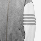 Thom Browne Men's Melton & Leather Varsity Jacket in Medium Grey