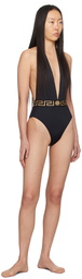 Versace Underwear Black Greca Border One-Piece Swimsuit