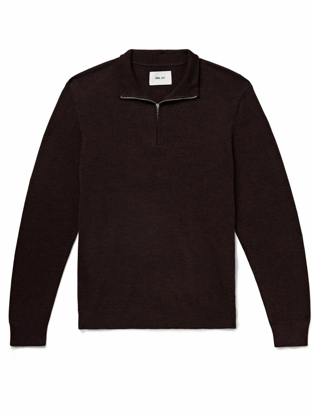 Photo: NN07 - Sergio 6605 Wool Half-Zip Sweater - Brown